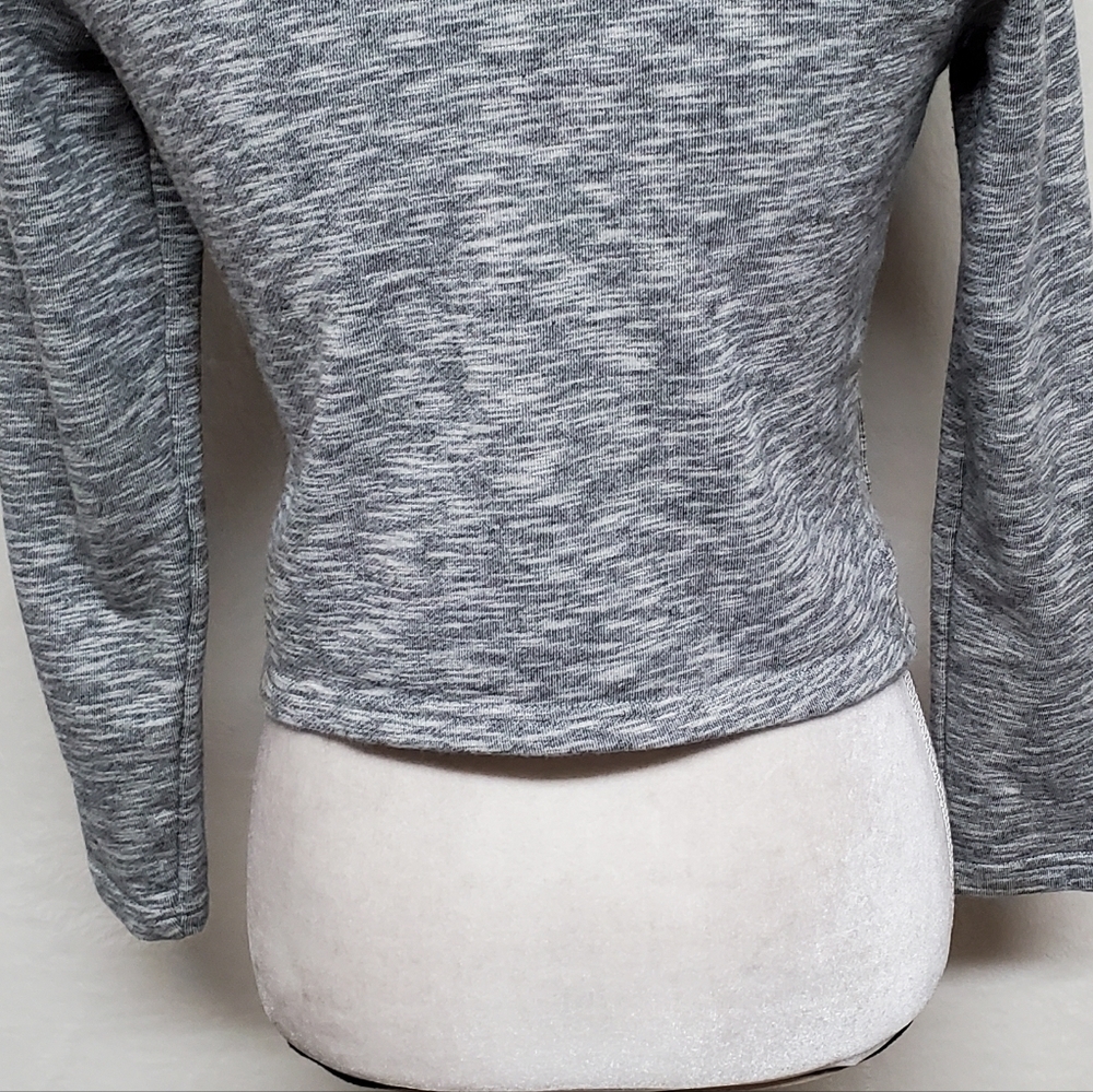 MATILDA Jane Afternoon Drive Heather Grey Knit Floral Trim Cropped Moto Jacket - Picture 12 of 13